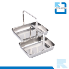 Popular Rectangular Stainless Steel Towel Serving Tray & Plate with Handle